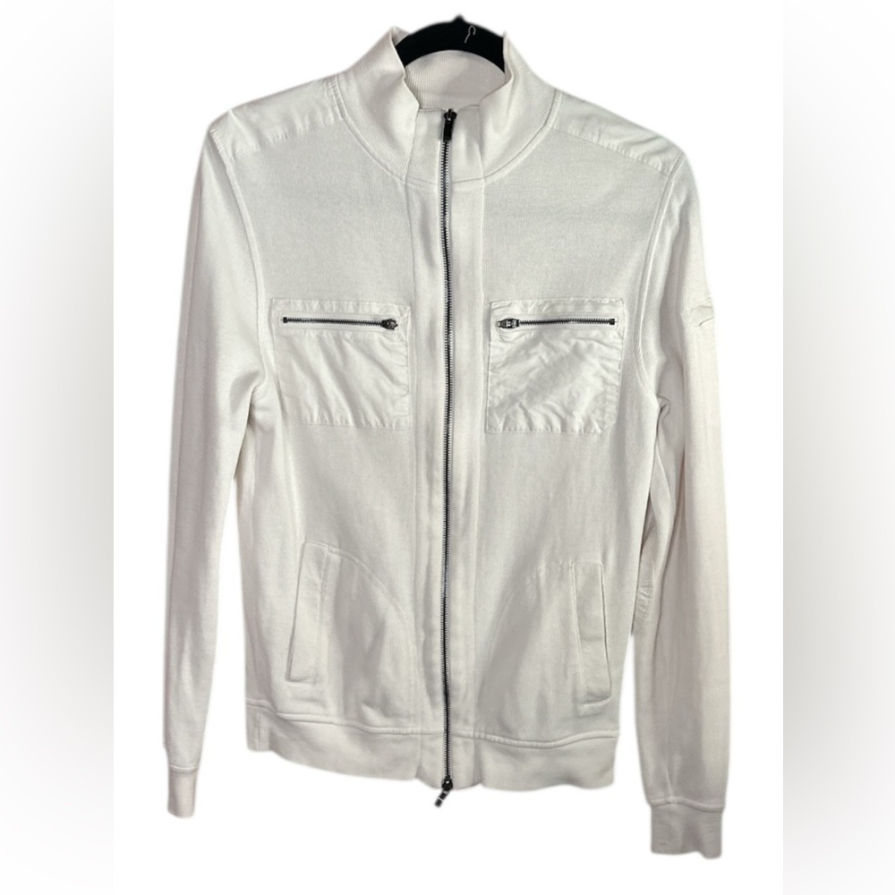 DKNY White Zip-Up Jacket with Pockets Size XS
